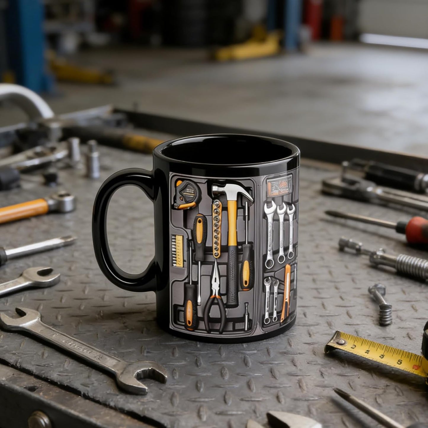 11 Oz Mechanic Toolbox Mug – Funny Tool Print Ceramic Cup | Dishwasher/Microwave Safe | Cool Gift for Mechanics, Husband & Dad