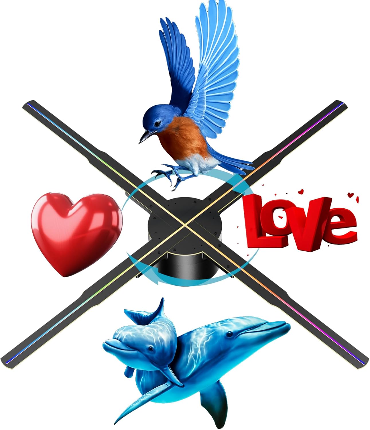 16.5 Inch 3D Hologram Fan 42CM HD LED Holographic Projector, Remote/Bluetooth/WiFi, 1500 Video Library for Shop, Bar, Halloween & Christmas Advertising Display