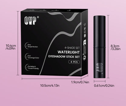 4Pcs Jelly Shimmer Eyeshadow & Highlighter Stick Set - Waterproof Sweatproof Long-Lasting Glitter Makeup for Face & Body, Purple/Pink/Smoky/Champagne, Perfect Gift for Christmas/Valentine/Wedding