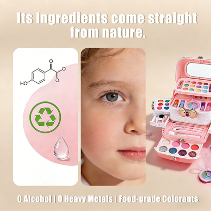 Girls Makeup Kit for Dress Up, 54Pcs Multilayer Princess Cosmetic Box, Non-Toxic Pretend Play Makeup Toy, Great for Kids’ Party & Role Play, Gift for 4-12 Year Old Girls