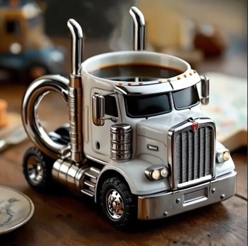 11oz Handmade Truck Coffee Mug – Semi-Trailer Shaped Cup, Unique Gift for Coffee & Truck Fans, Thoughtful Present for Male Truck Drivers