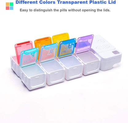 7 Day Pill Organizer - Alarm Reminders, Large Compartments, Moisture&Dust-Proof