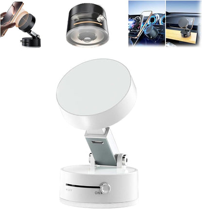 Vacuum Magnetic Suction Phone Holder, New Magnetic Suction Phone Mount, Foldable Portable Double-Sided Vacuum Magnetic adsorption Adjustable Mobile Phone Holder for All Phones