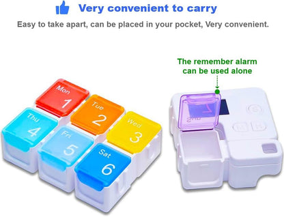 7 Day Pill Organizer - Alarm Reminders, Large Compartments, Moisture&Dust-Proof