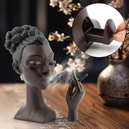 Headscents Incense Burner Black Woman, Zuri-Headscents Incense Holder Black Women, Elegant Minimalist Face Head Incense Burner Incense Fountain Trendy Home Decor Accents