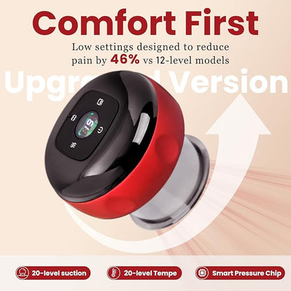 5-in-1 Dynamic Cupping Kit 20-Level Heat & Suction Red Light Back Pain Relief (Black)