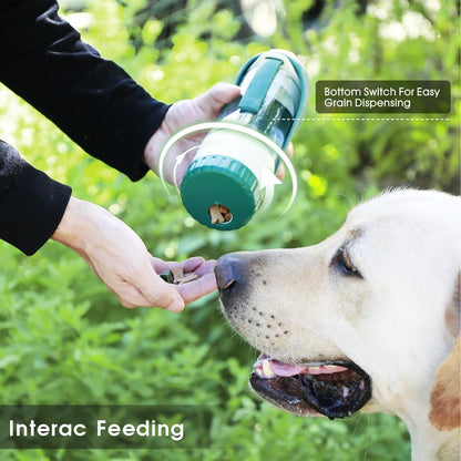 2-in-1 Pet Water & Food Bottle, Leakproof Portable Dispenser for Dogs Cats Puppies, Ideal for Outdoor Walking Hiking Travel 12OZ