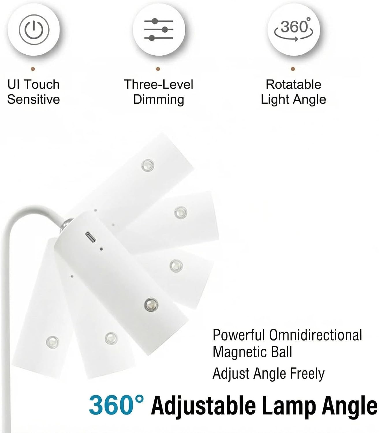 3-in-1 Magnetic LED Lamp: Touch Control, 3 Brightness, 360° Adjustable – Portable for Reading/Study/Bedside