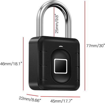 Smart Fingerprint Padlock, Tuya App Control, Bluetooth Unlock, IP67 Waterproof, 10 Fingerprint Capacity, Stainless Steel Shackle, For Suitcases, Gym Lockers, Outdoor Gates, Doors, Fences, Storage