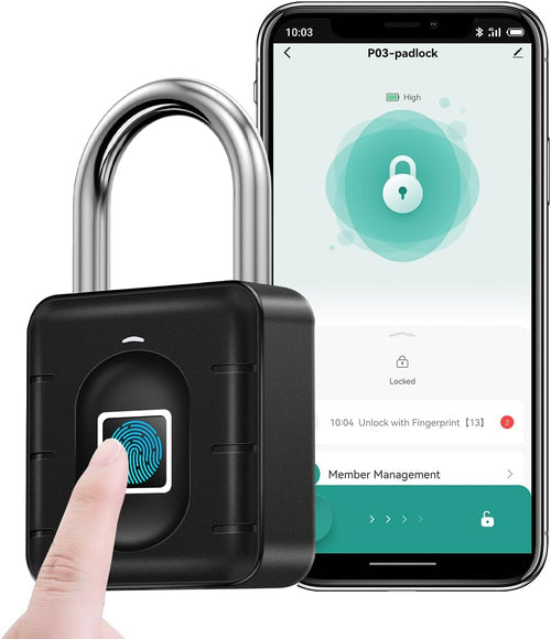 Smart Fingerprint Padlock, Tuya App Control, Bluetooth Unlock, IP67 Waterproof, 10 Fingerprint Capacity, Stainless Steel Shackle, For Suitcases, Gym Lockers, Outdoor Gates, Doors, Fences, Storage
