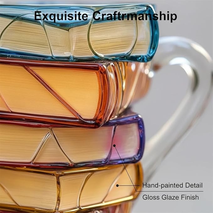 3D Book-Shaped Coffee Mug (11oz) –  New Handmade Stained Glass Chapter Mug | Novelty Gift for Book Lovers, Readers & Librarians