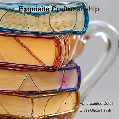 3D Book-Shaped Coffee Mug (11oz) –  New Handmade Stained Glass Chapter Mug | Novelty Gift for Book Lovers, Readers & Librarians