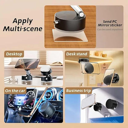 Vacuum Magnetic Suction Phone Holder, New Magnetic Suction Phone Mount, Foldable Portable Double-Sided Vacuum Magnetic adsorption Adjustable Mobile Phone Holder for All Phones