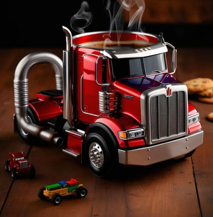 11oz Handmade Truck Coffee Mug – Semi-Trailer Shaped Cup, Unique Gift for Coffee & Truck Fans, Thoughtful Present for Male Truck Drivers