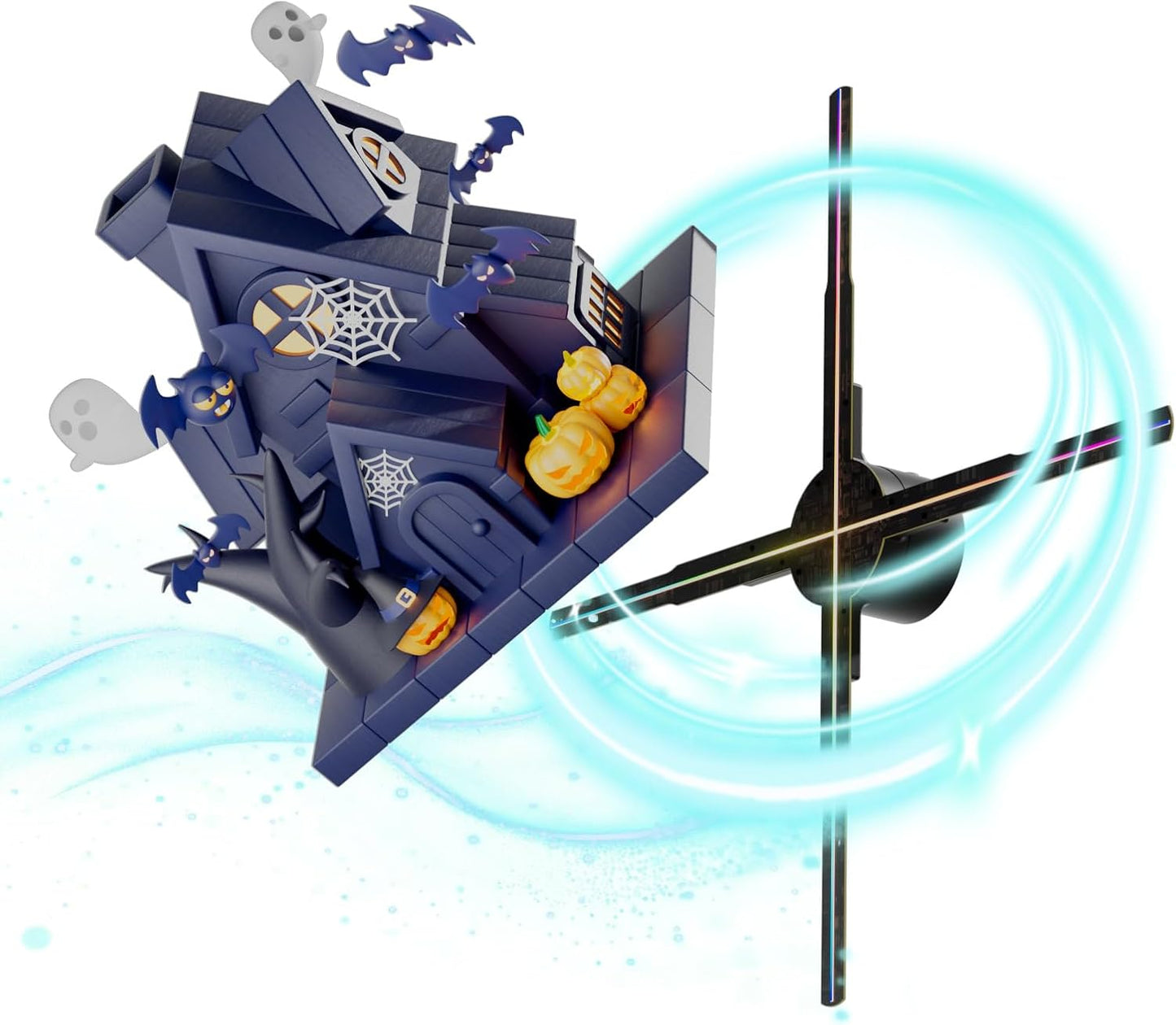 16.5 Inch 3D Hologram Fan 42CM HD LED Holographic Projector, Remote/Bluetooth/WiFi, 1500 Video Library for Shop, Bar, Halloween & Christmas Advertising Display