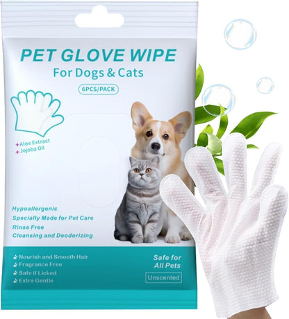 Pet Waterless Cleaning Gloves – Disposable Deodorizing Wipes for Dogs & Cats, Rinse-Free Grooming, 30pcs