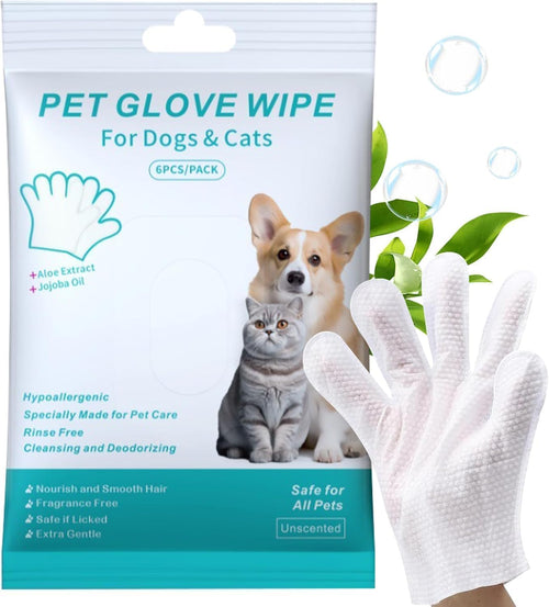 Pet Waterless Cleaning Gloves – Disposable Deodorizing Wipes for Dogs & Cats, Rinse-Free Grooming, 30pcs