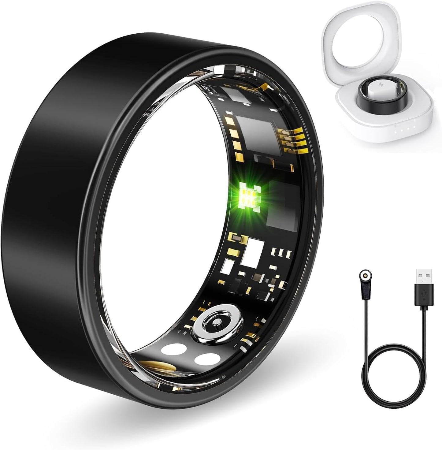 IP68 Waterproof Smart Ring for Women Men – Heart Rate, Blood Oxygen & HRV Tracker, Compatible with iPhone & Android