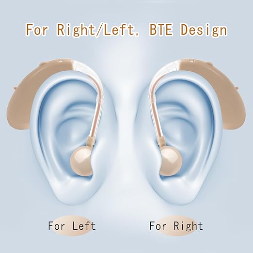 Seniors Rechargeable Hearing Aids - Noise Cancelling, BTE OTC for Severe Loss, 40H Use, Volume Control