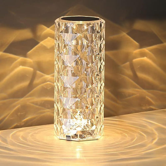 Can Switch 16 Colors Artificial Crystal Table Lamp RGB Color Changing Rose Diamond Design with Remote Control USB Charging Touch Sensor Ambient Lighting