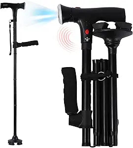 Portable Adjustable Walking Stick with LED Flashlight