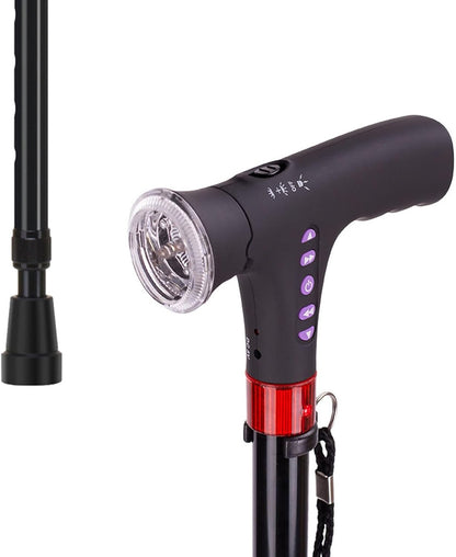 Portable Adjustable Walking Stick with LED Flashlight