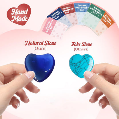 Valentine's Day Gem Gifts for Kids&Adults – 24 Pack Prefilled Cards with Heart-Shaped Gemstones
