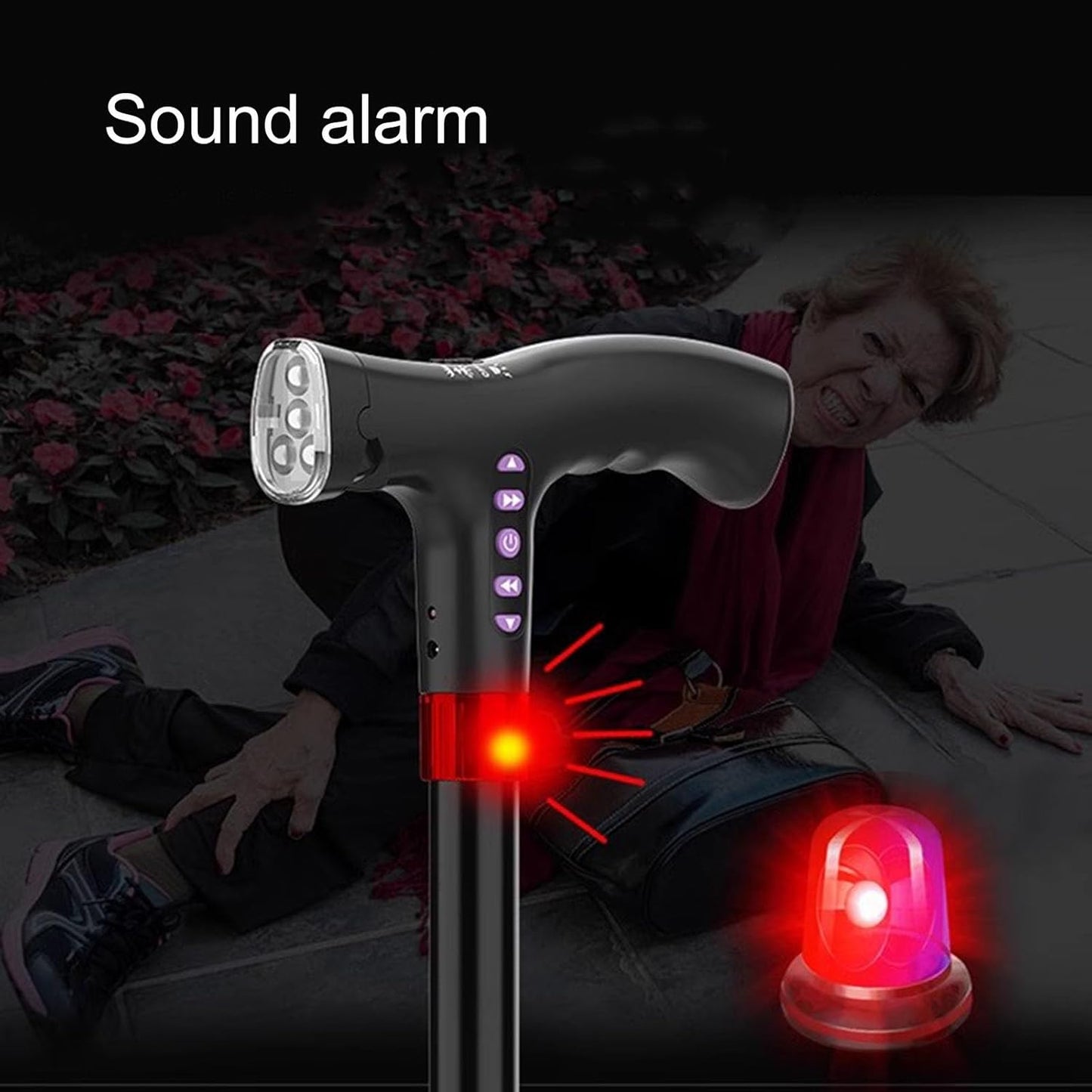 Portable Adjustable Walking Stick with LED Flashlight