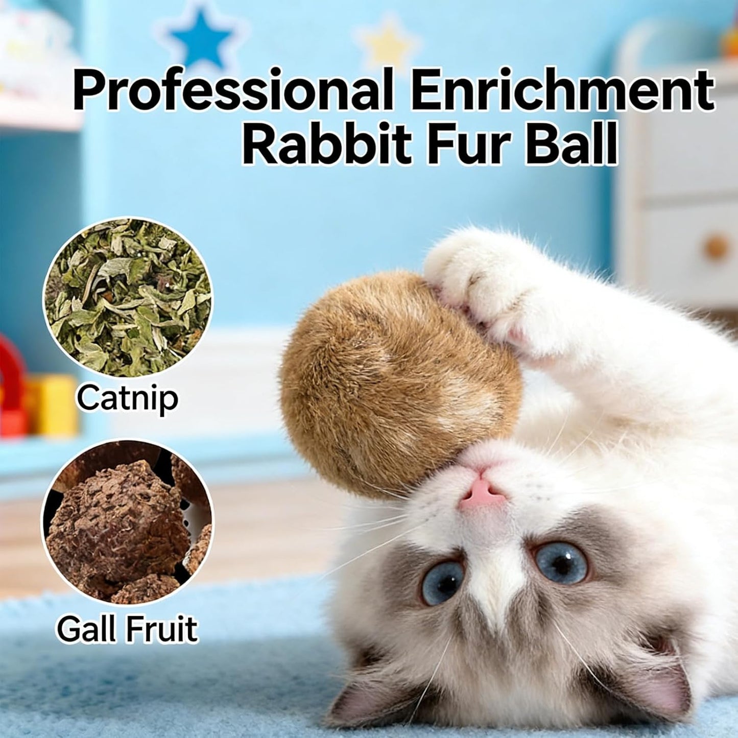 Furry Bunny Cat Toy, Soft Plush Catnip Toy, Interactive Cat Chew Toy — Washable, Durable & Engaging, for Kicking & Hunting Games, for Indoor Kitten Activity