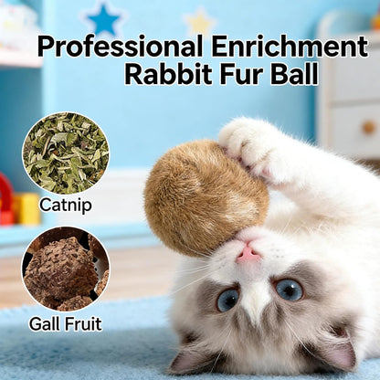 Furry Bunny Cat Toy, Soft Plush Catnip Toy, Interactive Cat Chew Toy — Washable, Durable & Engaging, for Kicking & Hunting Games, for Indoor Kitten Activity