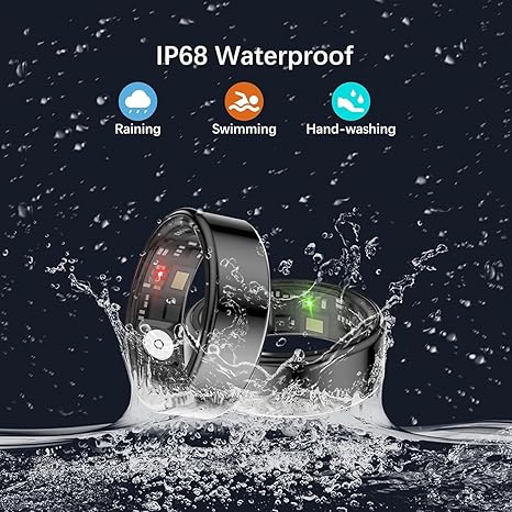 IP68 Waterproof Smart Ring for Women Men – Heart Rate, Blood Oxygen & HRV Tracker, Compatible with iPhone & Android