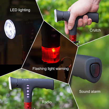 Portable Adjustable Walking Stick with LED Flashlight