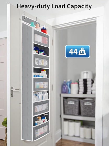 Over The Door Organizer Storage-5-Tier Hanging Organizer with 10 Large Pockets, Anti-Tilt Design, 44 lb Capacity for Bedroom, Bathroom, Baby Product Ptorage，Dormitory Storage，Back to School Must Have