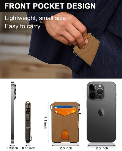 Minimalist Men’s Slim Wallet: 9 - 13 Cards, Money Clip, ID Window. RFID - Blocking, Aluminum Bifold Pop - Up