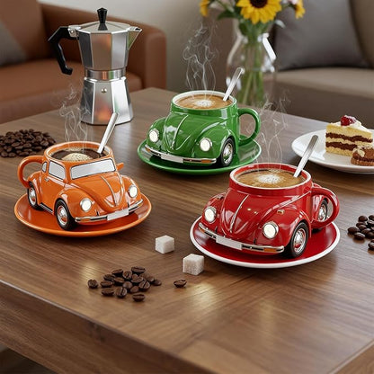 Vintage Green Beetle Resin Mug 12oz - Retro Classic Car Coffee Cup