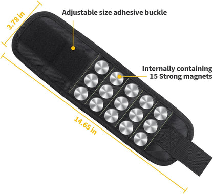 Magnetic Tool Holder Belt - Heavy Duty Organizer with Belt Clip, Adjustable Holster for Tools - For Electricians/Carpenters