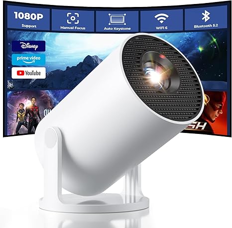 Portable Projector, Portable Home Cinema, 290 ANSI Lumens, Native 720P (1080P Supported), Android 11, Dual-Band WiFi 6 & BT 5.4 for Home Theater & Outdoor Viewing #TOP PICKS