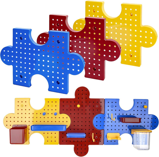 3-Pack Plastic Pegboard Panels – Modular Wall Organizer Kit (12 Accessories) | Garage/Workshop/Craft Room