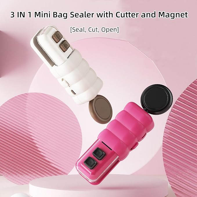 Mini Food Bag Sealer 3-in-1: Seal, Cut, Open