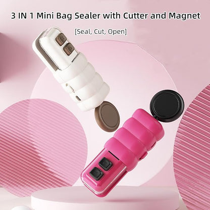 Mini Food Bag Sealer 3-in-1: Seal, Cut, Open