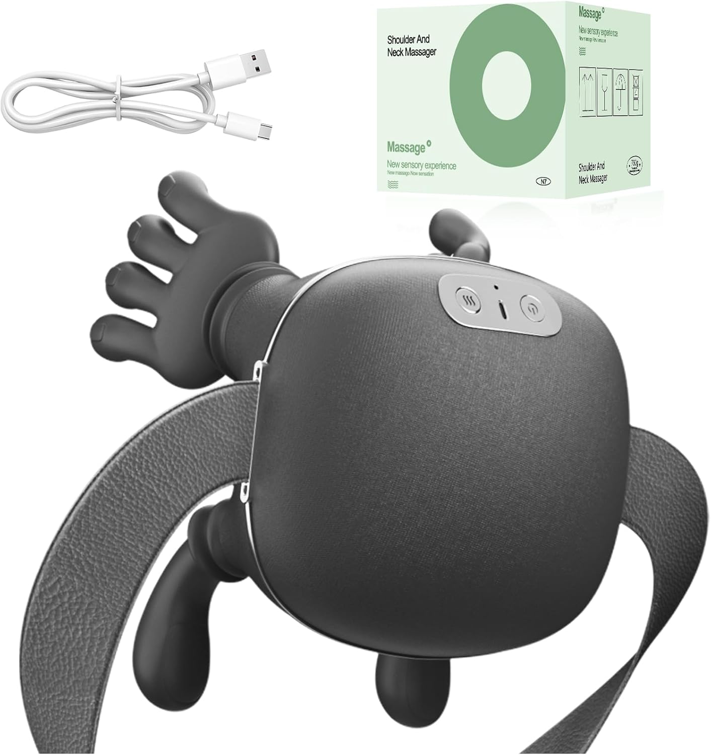 Neck Massager, Neck and Back Massager with Heat & 4D Kneading, Shiatsu Deep Tissue Wireless Massager for Shoulder Cervical Pain Relief, Portable Rechargeable for Home Office (Green)