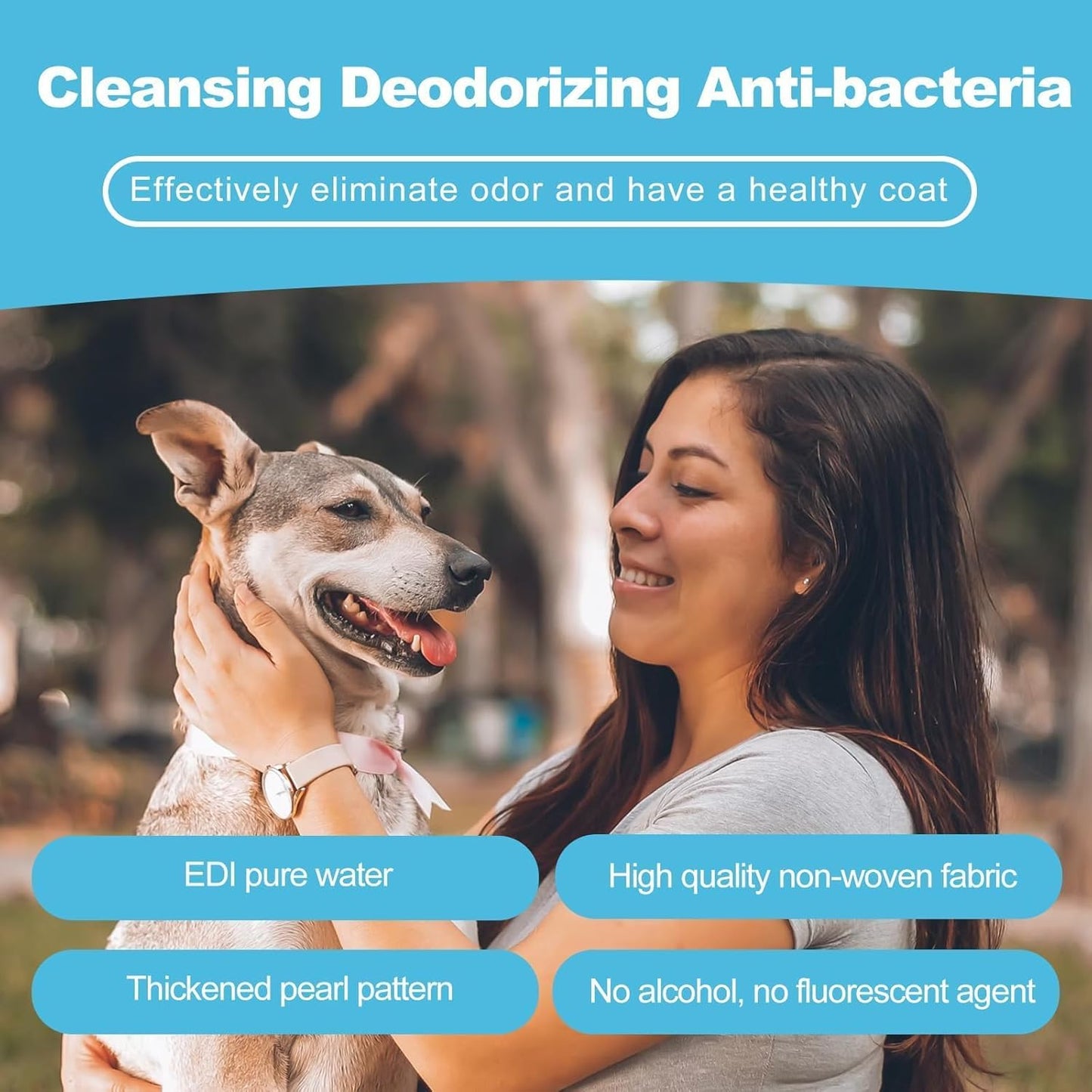 Pet Waterless Cleaning Gloves – Disposable Deodorizing Wipes for Dogs & Cats, Rinse-Free Grooming, 30pcs