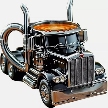 11oz Handmade Truck Coffee Mug – Semi-Trailer Shaped Cup, Unique Gift for Coffee & Truck Fans, Thoughtful Present for Male Truck Drivers