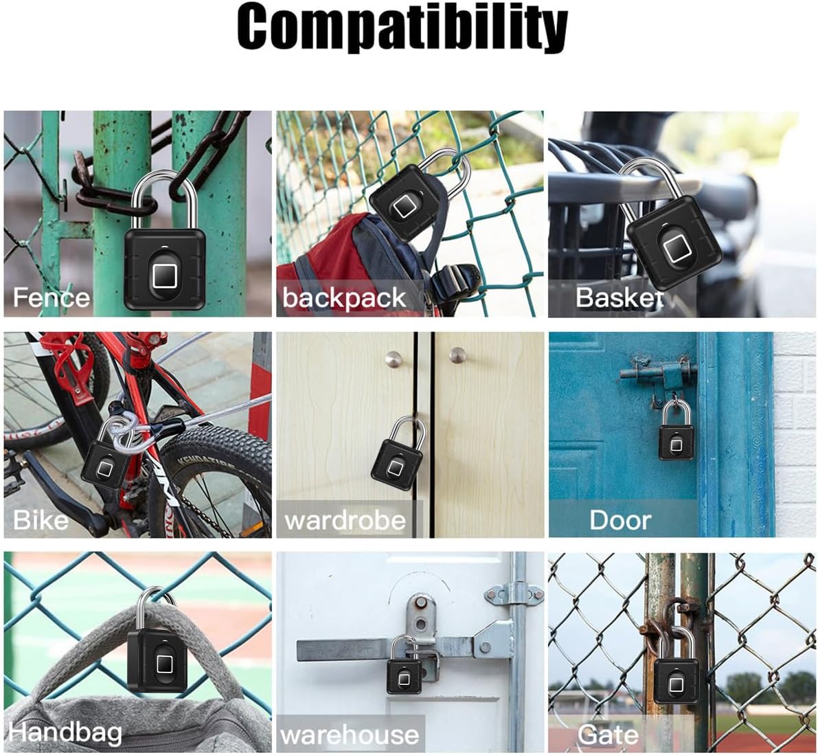 Smart Fingerprint Padlock, Tuya App Control, Bluetooth Unlock, IP67 Waterproof, 10 Fingerprint Capacity, Stainless Steel Shackle, For Suitcases, Gym Lockers, Outdoor Gates, Doors, Fences, Storage