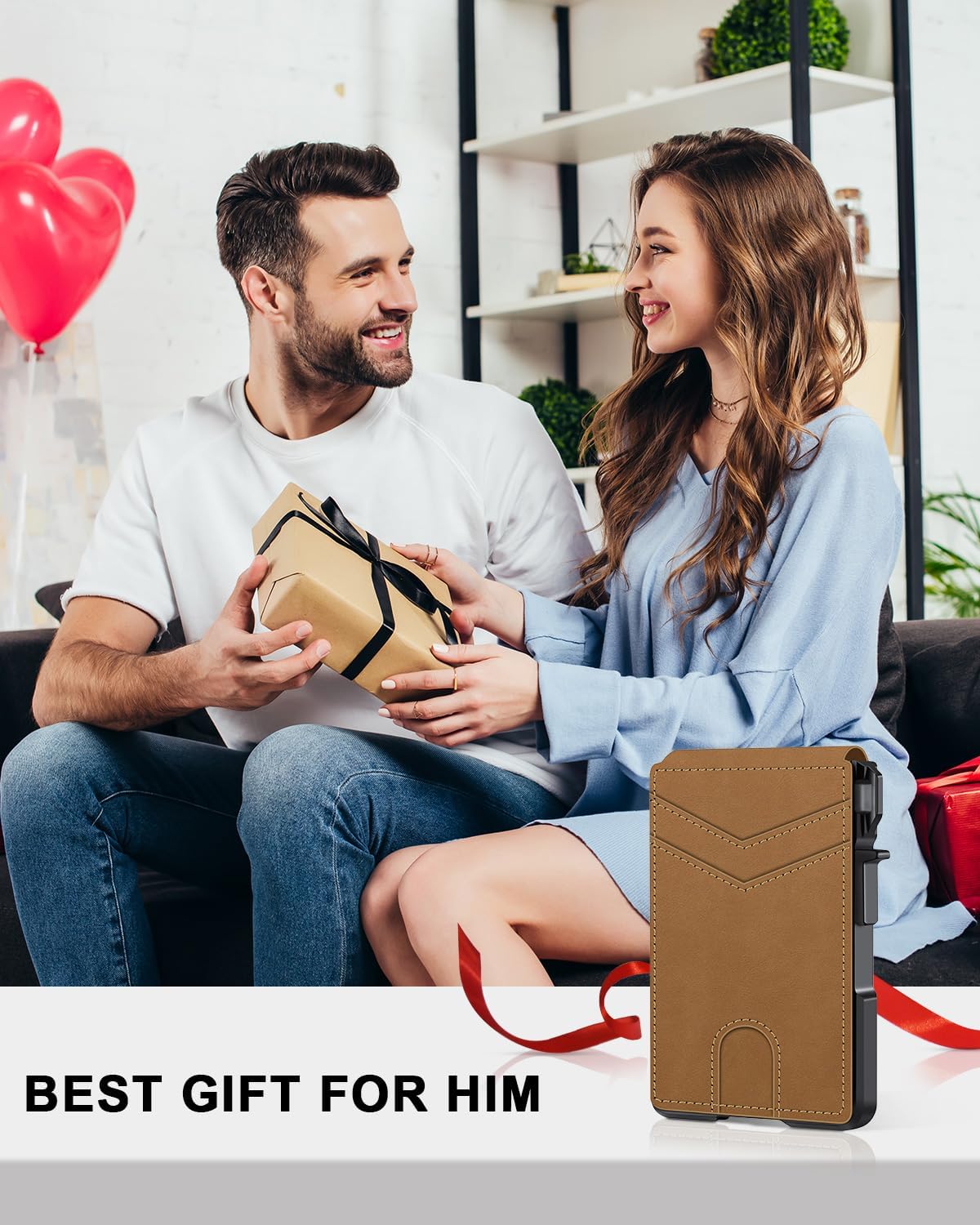 Minimalist Men’s Slim Wallet: 9 - 13 Cards, Money Clip, ID Window. RFID - Blocking, Aluminum Bifold Pop - Up