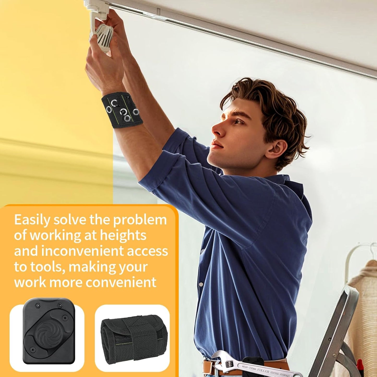 Magnetic Tool Holder Belt - Heavy Duty Organizer with Belt Clip, Adjustable Holster for Tools - For Electricians/Carpenters