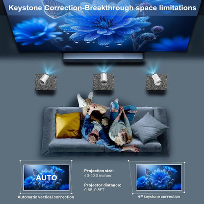 Portable Projector, Portable Home Cinema, 290 ANSI Lumens, Native 720P (1080P Supported), Android 11, Dual-Band WiFi 6 & BT 5.4 for Home Theater & Outdoor Viewing #TOP PICKS