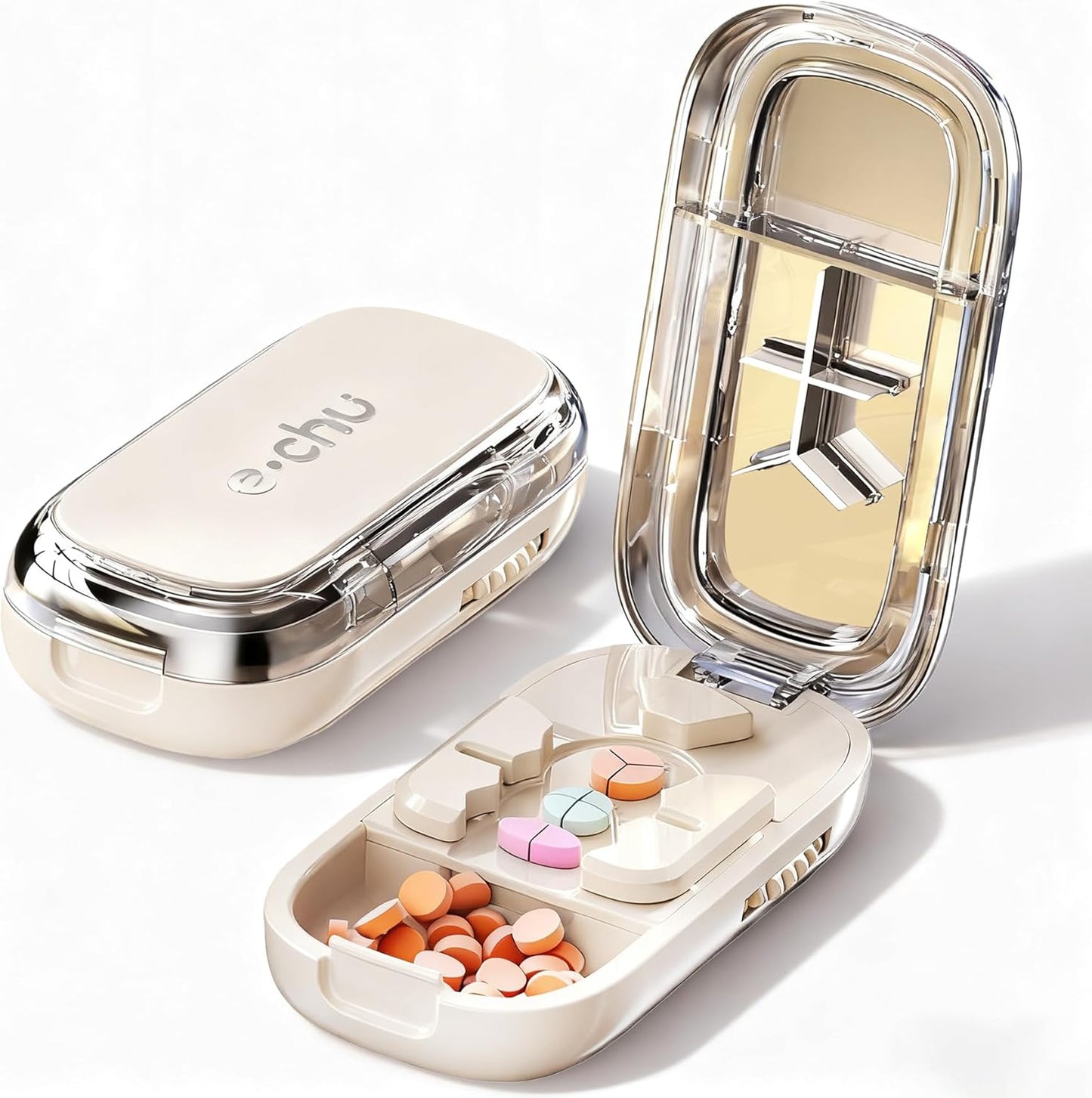 Pill Cutter Splitter for Small Mini Pills - 1/2&1/3&1/4 Adjustable Pill Cutter with Centering Device, Accurate Alignment Easy Operation