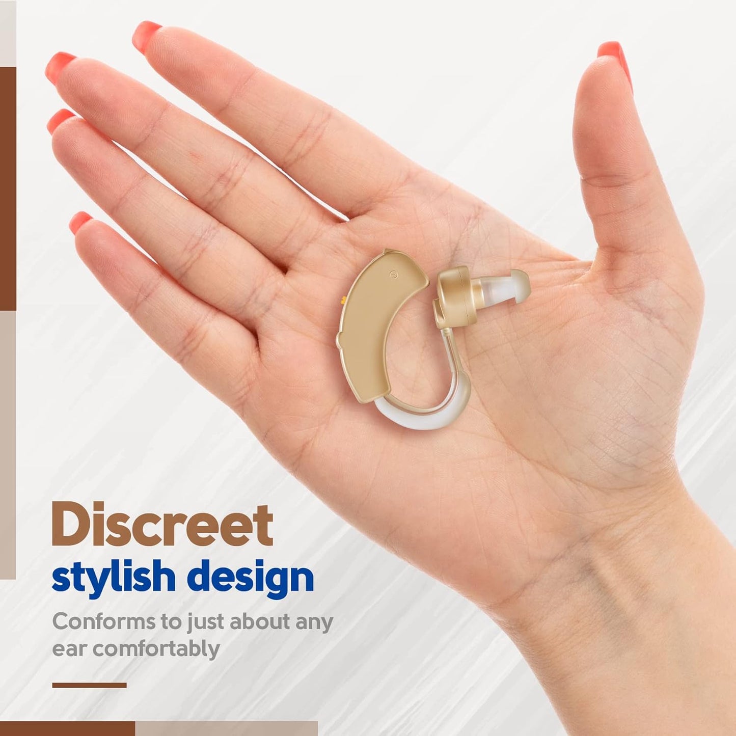 Seniors Rechargeable Hearing Aids - Noise Cancelling, BTE OTC for Severe Loss, 40H Use, Volume Control