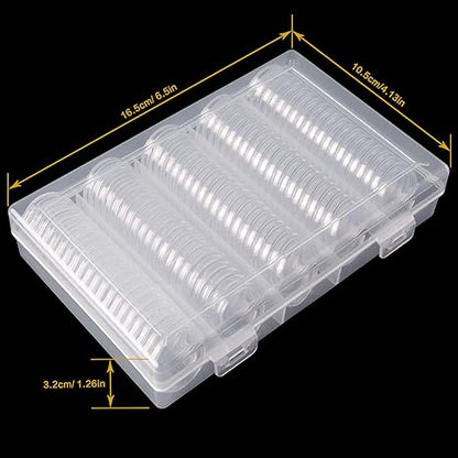 240 Count Coin Holders with Foam Gaskets – 5 Sizes (17/20/25/27/30mm) Coin Flips in Plastic Storage Case for Collectors
